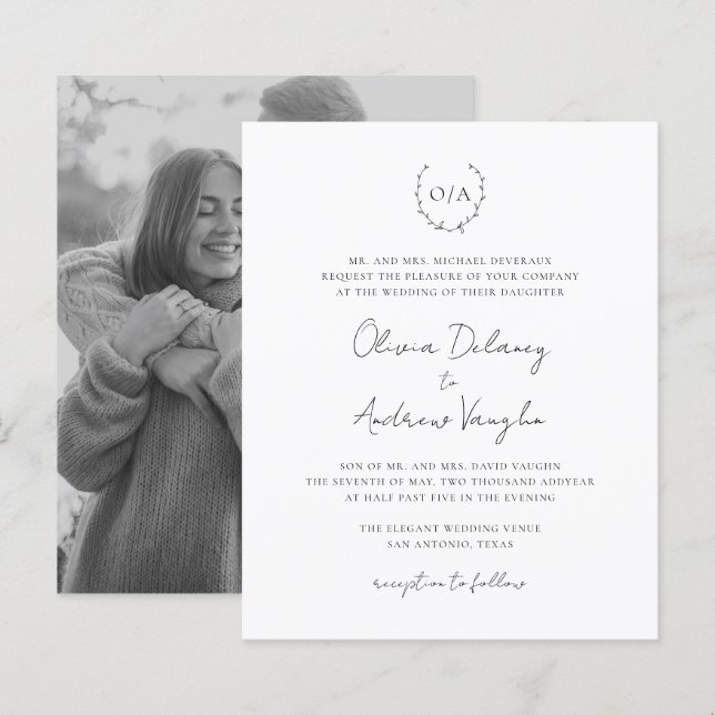 Papier Faire-part de mariage du budget photo de la couron (Devant / Derrière)