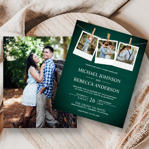 Papier Faire-part de mariage du budget photo Rustic Green