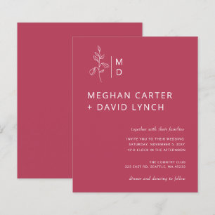 Papier Faire-part de mariage du monogramme botanique budg