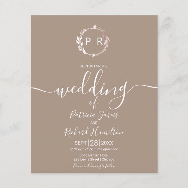 Papier Faire-part de mariage économique avec monogramme G (Devant)