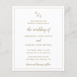 Papier Faire-part de mariage élégant avec monogramme doré