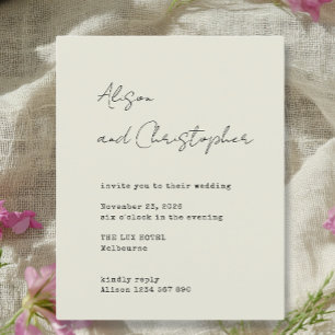 Papier Faire-part de mariage élégant écriture beige moder