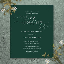 Papier Faire-part de mariage élégant et émeraude de budge