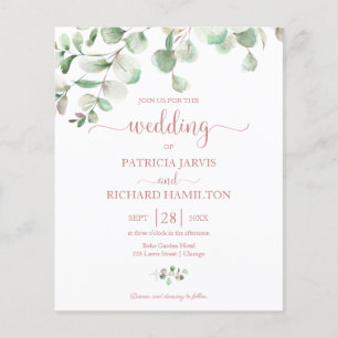Papier Faire-part de mariage élégant et verdoyant à petit