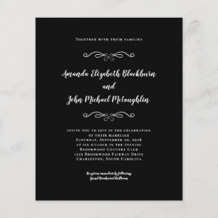 Papier Faire-part de mariage élégant noir et blanc à peti
