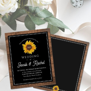 Papier Faire-part de mariage en bois de tournesol rustiqu