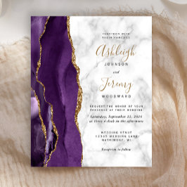 Papier Faire-part de mariage en marbre d'âge or violet bu