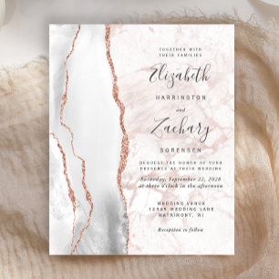 Papier Faire-part de mariage en marbre gris agate et or r