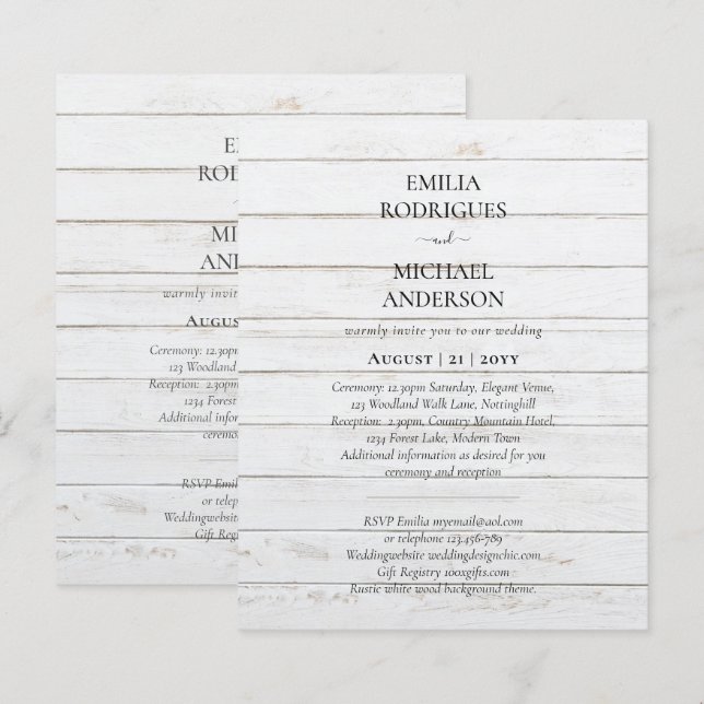 Papier Faire-part de mariage espagnol BILINGUAL Nuestra B (Devant / Derrière)