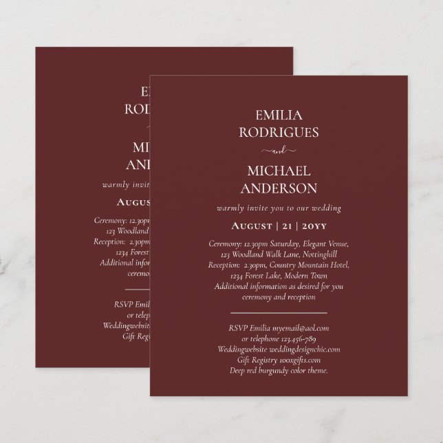 Papier Faire-part de mariage espagnol BILINGUAL Nuestra B (Devant / Derrière)