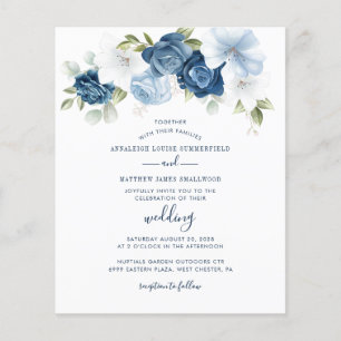 Papier Faire-part de mariage floral bleu poussiéreux bota