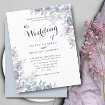 Faire-part de mariage floral bleu poussiéreux Budg