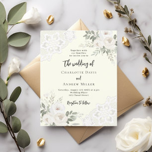Papier Faire-part de mariage floral en dentelle blanche i
