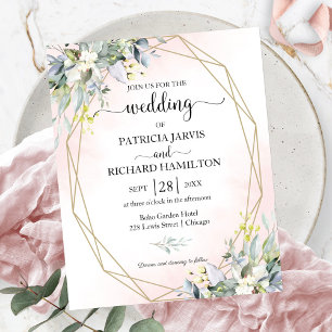 Papier Faire-part de mariage géométrique à blush rose à p