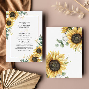 Papier Faire-part de mariage géométrique de tournesol Euc