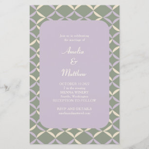 Papier Faire-part de mariage géométrique élégant au lilas