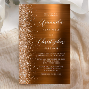 Papier Faire-part de mariage glamour en cuivre budgétaire