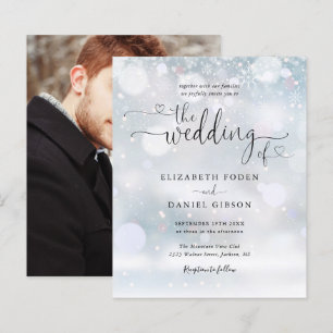 Papier Faire-part de mariage hivernal photo sur budget