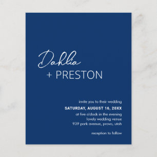 Papier Faire-part de mariage minimaliste bleu marine mode