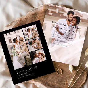 Papier Faire-part de mariage minimaliste économique noir