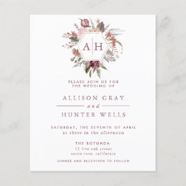 Papier Faire-part de mariage Monogramme Rose poussiéreux