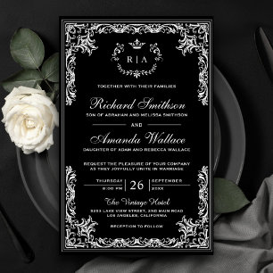 Papier Faire-part de mariage noir vintage Ornat Budget