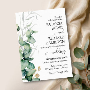 Papier Faire-part de mariage pas cher avec verdure d'euca