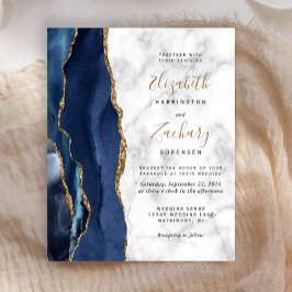 Papier Faire-part de mariage pas cher bleu marine agate m