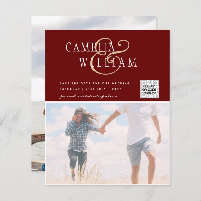 Papier FAIRE-PART DE MARIAGE photo BUDGET Date d'enregist (Devant / Derrière)