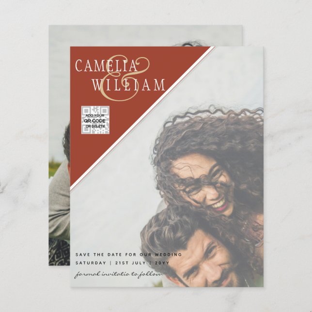 Papier FAIRE-PART DE MARIAGE photo BUDGET Date d'enregist (Devant / Derrière)