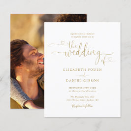 Papier Faire-part de mariage photo Budget Gold Hearts Scr
