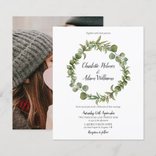 Papier Faire-part de mariage photo Budget Green Foliage