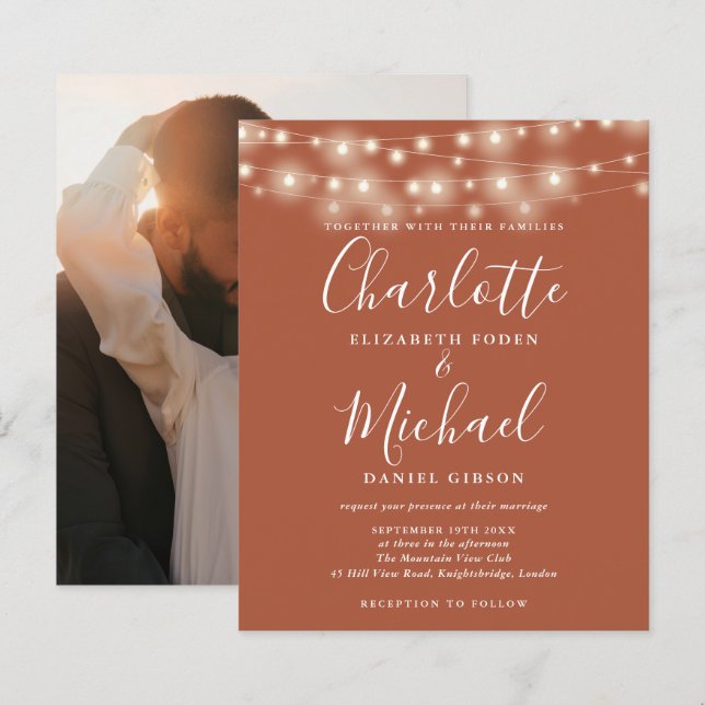 Papier Faire-part de mariage photo Budget Terracotta Lumi (Devant / Derrière)