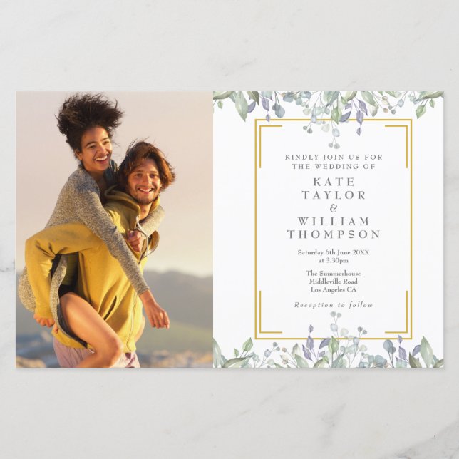 Papier Faire-part de mariage photo Budget vert (Devant)