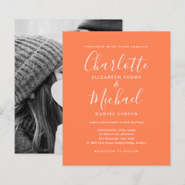 Papier Faire-part de mariage photo corail Budget Script