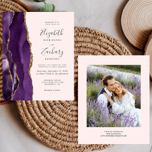 Papier Faire-part de mariage photo de couleur violet d'âg