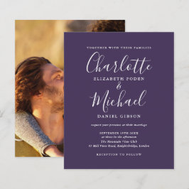 Papier Faire-part de mariage photo de script violet budgé