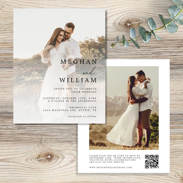 Papier Faire-part de mariage photo du code QR du budget (Créateur téléchargé)