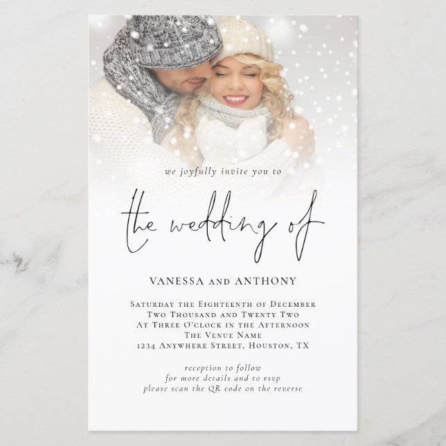 Papier Faire-part de mariage photo du code QR du budget (Devant)