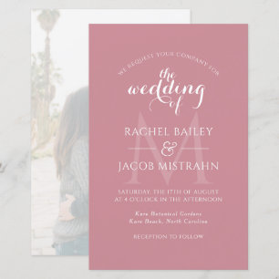 Papier Faire-part de mariage photo Dusty Rose Monogram