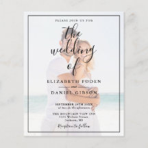 Faire-part de mariage photo élégant et script sur 