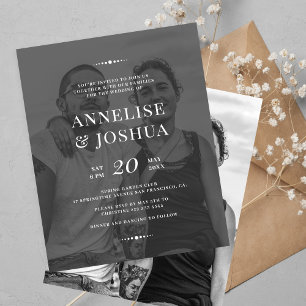 Papier Faire-part de mariage photo noir et blanc moderne
