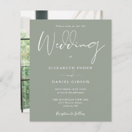 Papier Faire-part de mariage photo verte de Budget Sage