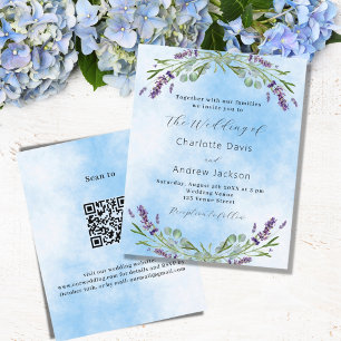 Papier Faire-part de mariage QR bleu lavande