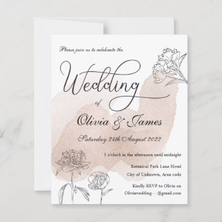 Papier Faire-part de mariage rose Gold Floral Budget
