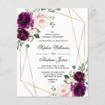 Faire-part de mariage Rose pourpre et rose pâle bu