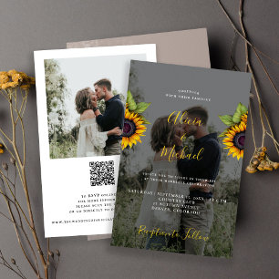 Papier Faire-part de mariage rustique avec photo QR RSVP