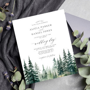 Papier Faire-part de mariage rustique en forêt de montagn