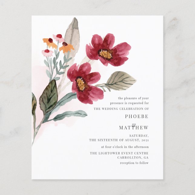 Papier Faire-part de mariage Rustique Floraison de Budget (Devant)