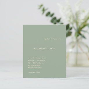 Papier Faire-part de mariage simple vert sauge moderne